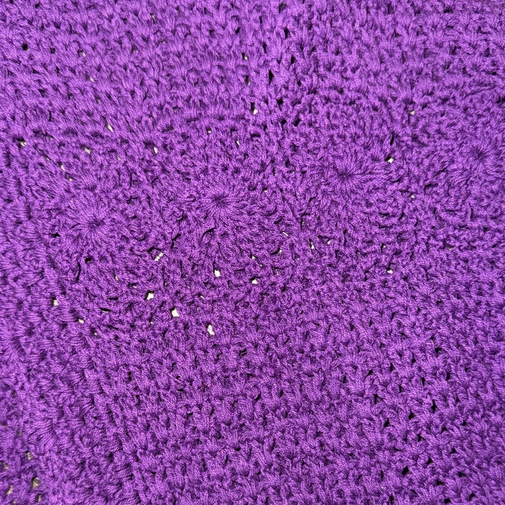 💯 Cotton, Crocheted Purple Women's Sweater - Picture 3 of 8